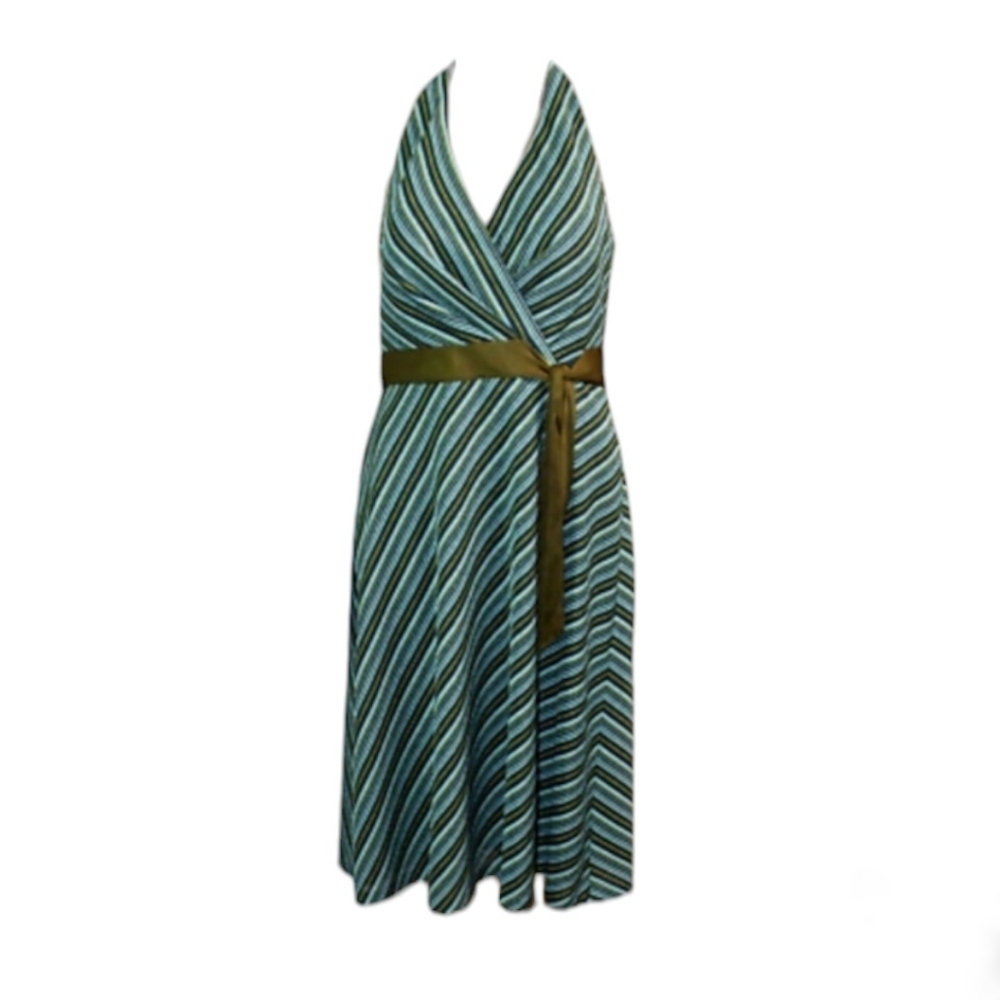 Kay Unger Stripped Halter Dress